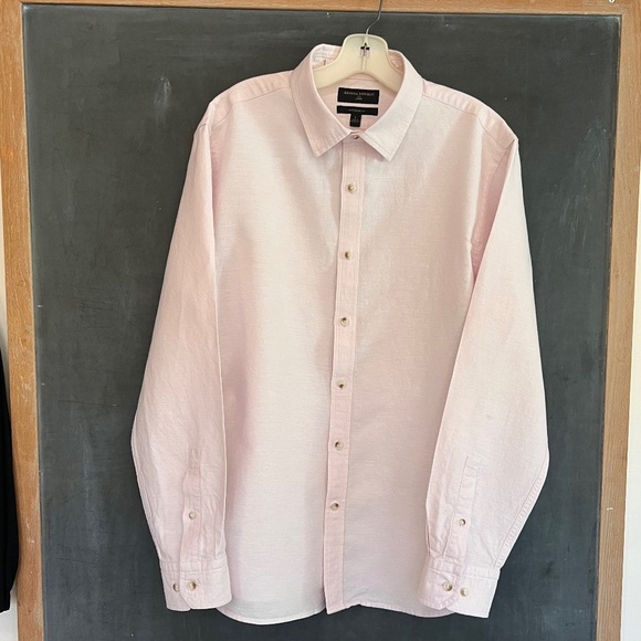 Banana Republic Other - Mens Banana Republic Pink Linen Dress Shirt, Size L